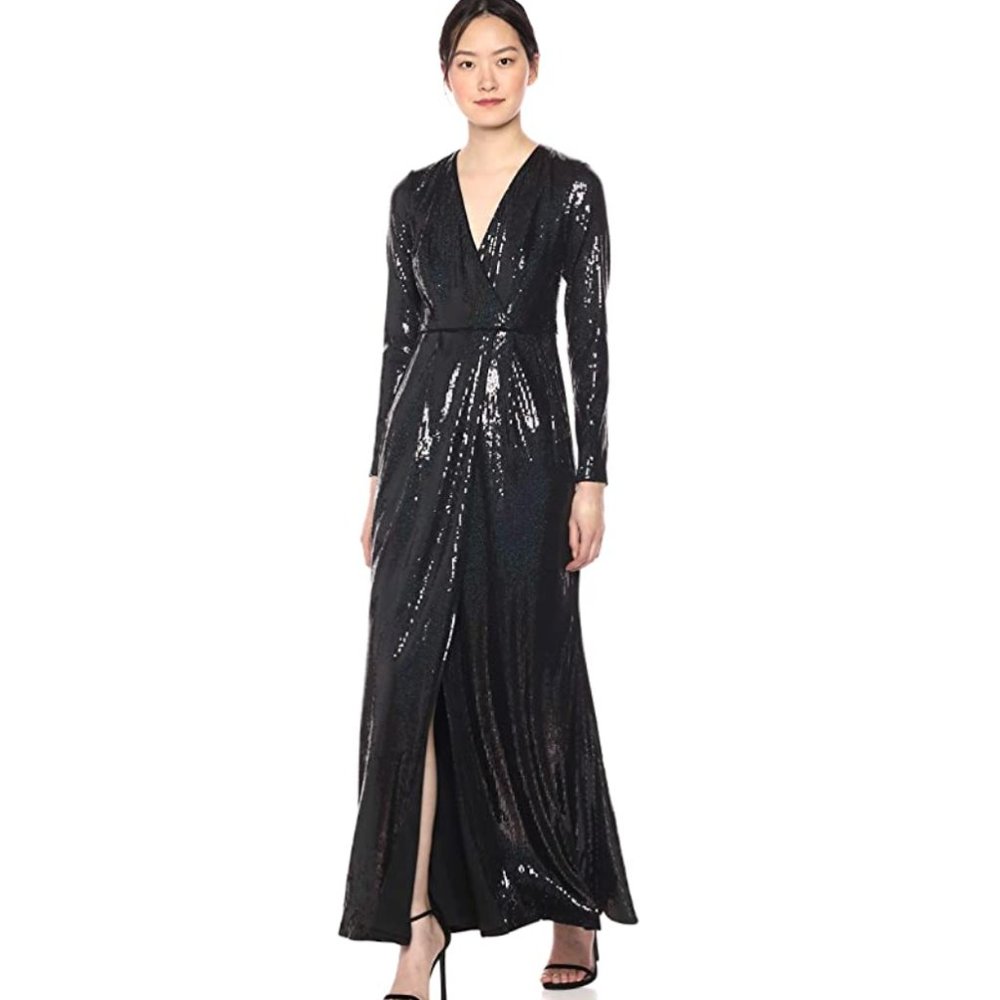 NWT! Calvin Klein Black Sequined Evening Gown
